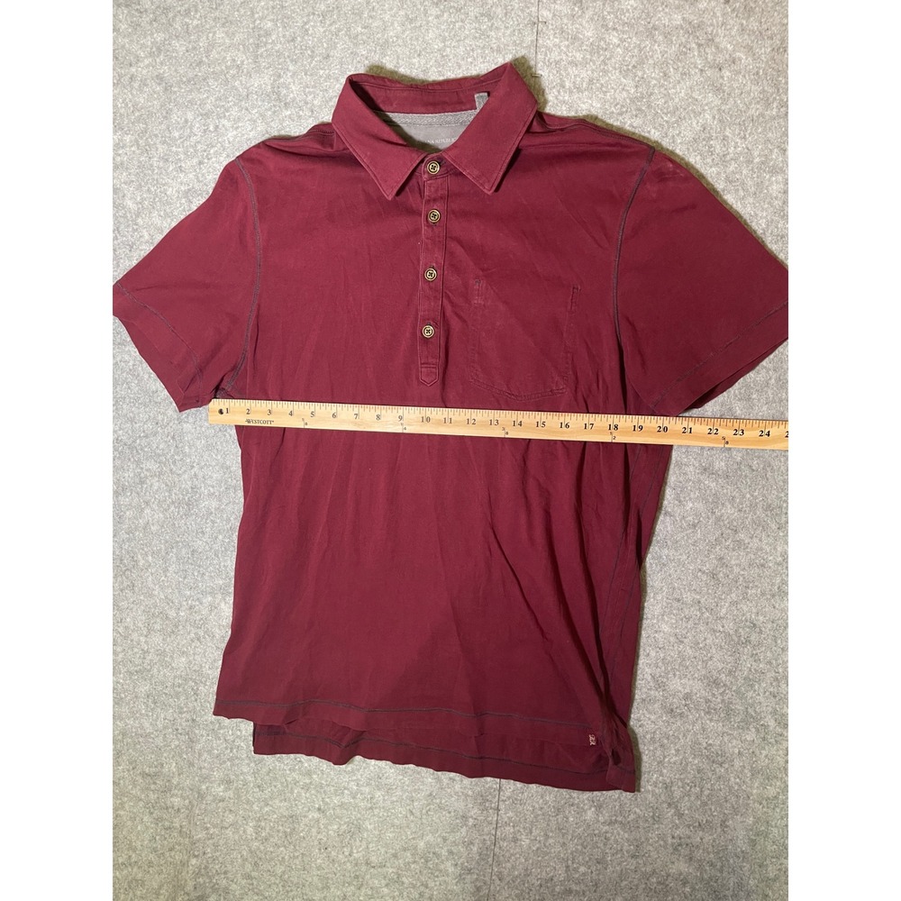 Banana Republic Mens Polo Shirt Large Maroon Burgundy Cotton Short Sleeve Pocket - Picture 3 of 6